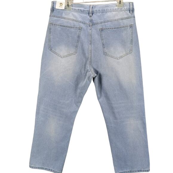 Potili Jeans Womens 18 Asymmetrical waist Light Wash Cropped Capri Distressed - Picture 2 of 10